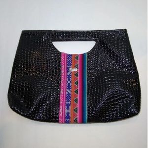 Faux patent leather clutch